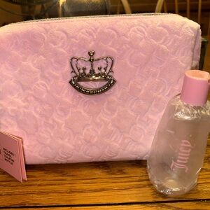 Juicy Couture New Rare Travel Cosmetic Bag Rose Zip Closure Toiletry Bottle Pink